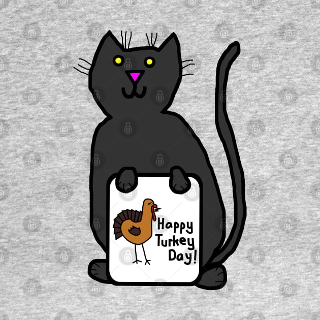 Cute Cat with Thanksgiving Turkey Greetings by ellenhenryart
